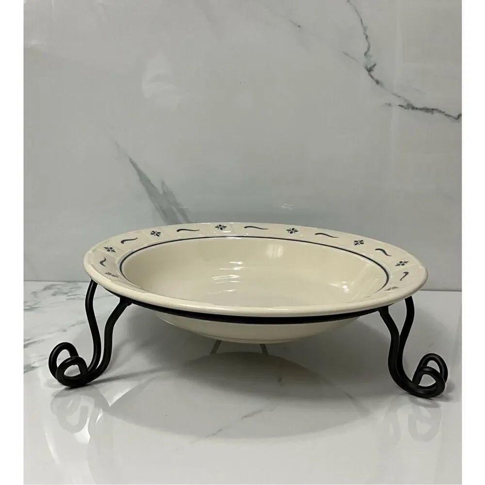 LONGABERGER Woven Traditions Classic Blue 12” Pasta Bowl With Stand
